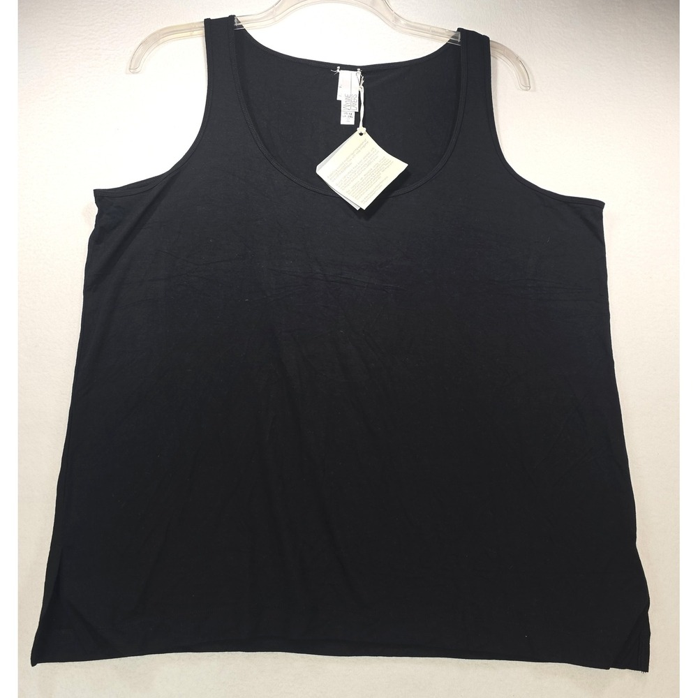WynneLayers Womens Black Scoop Neck Tank Top Sleeveless‎ Viscose Blend NWT 1X